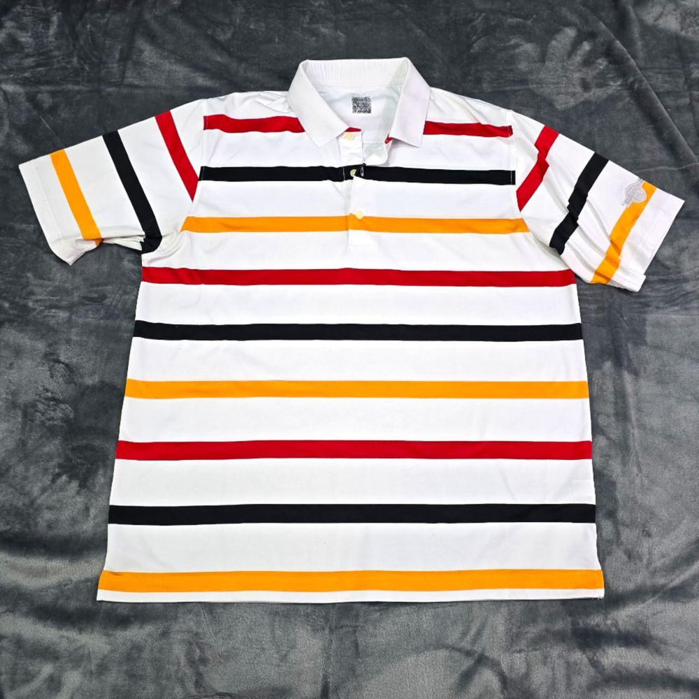 Page & Tuttle Golf Polo Mens XL White Black Red Striped Short Sleeve